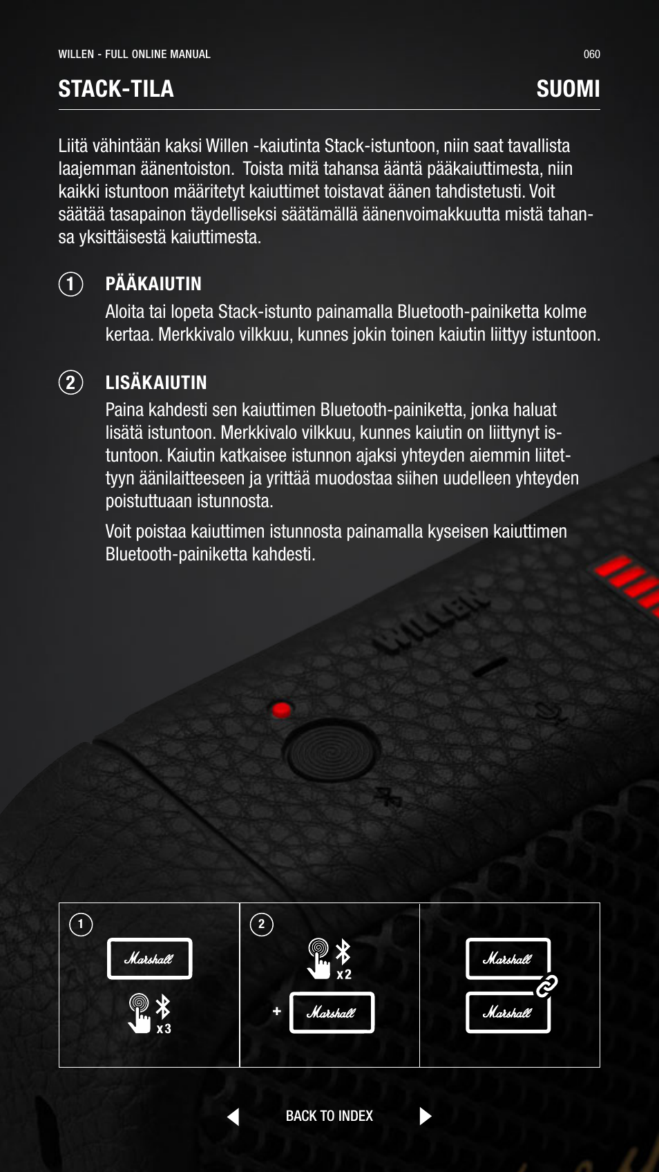 Stack-tila suomi | Marshall Willen Portable Bluetooth Speaker (Black & Brass) User Manual | Page 60 / 219