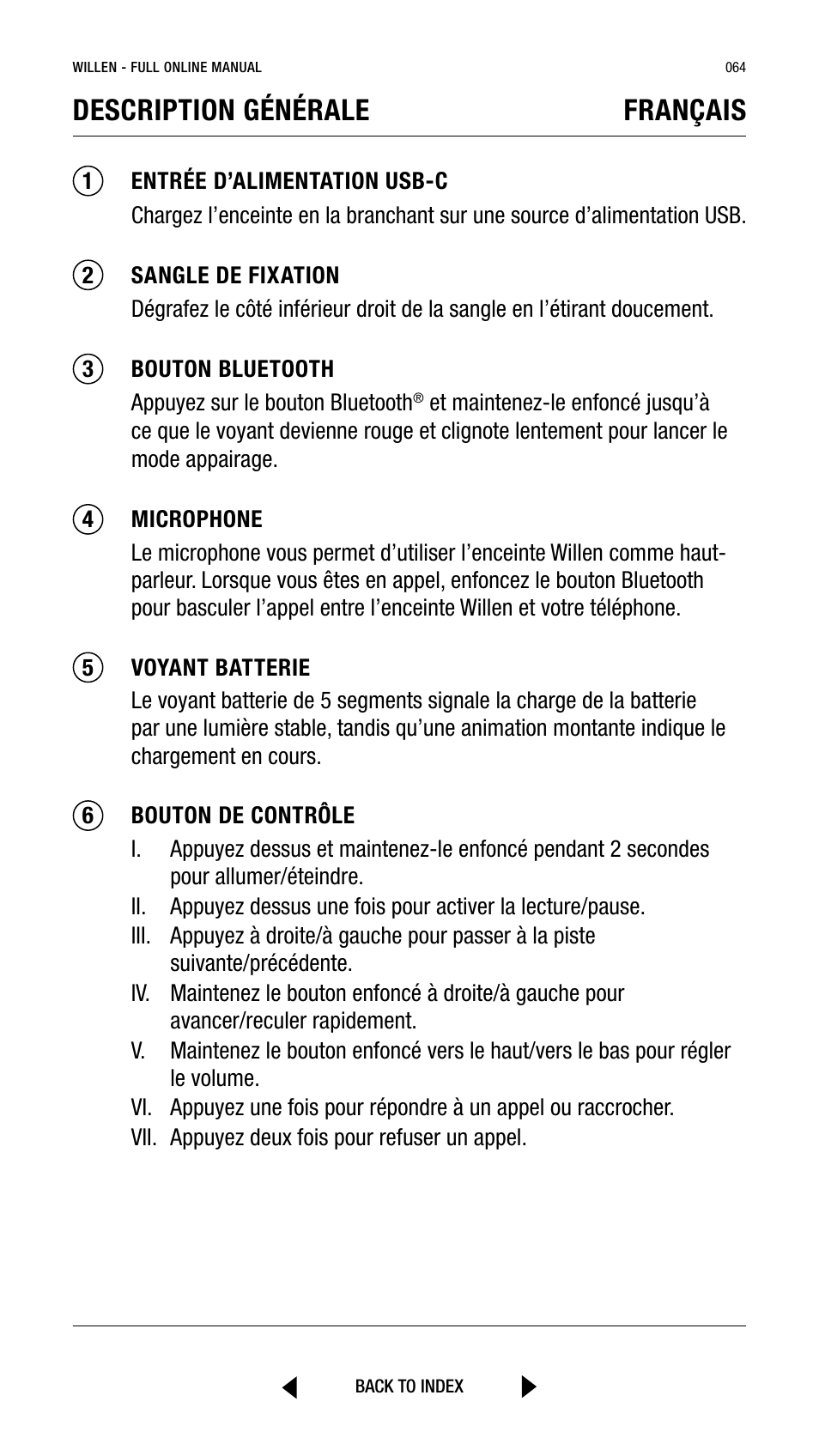 Description générale français | Marshall Willen Portable Bluetooth Speaker (Black & Brass) User Manual | Page 64 / 219