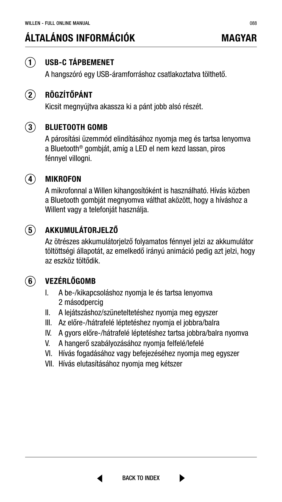 Általános információk magyar | Marshall Willen Portable Bluetooth Speaker (Black & Brass) User Manual | Page 88 / 219