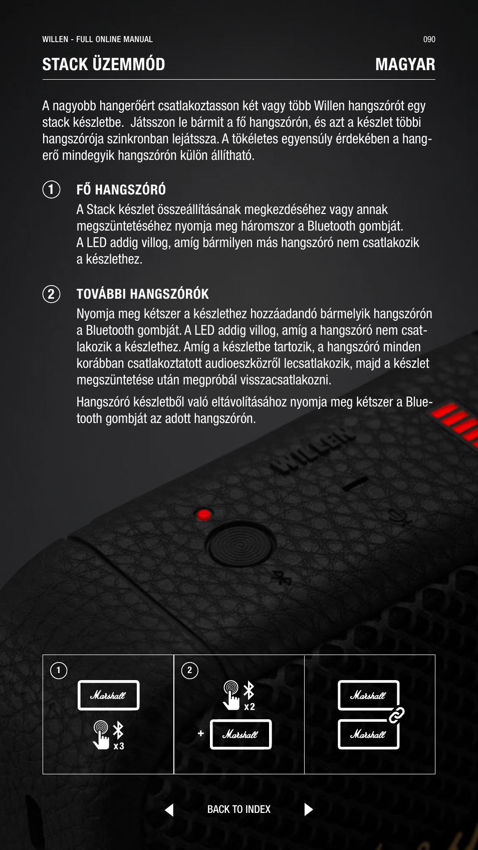 Stack üzemmód magyar | Marshall Willen Portable Bluetooth Speaker (Black & Brass) User Manual | Page 90 / 219