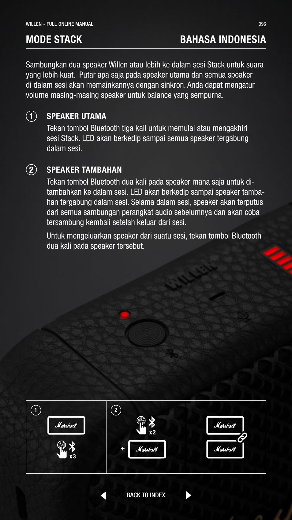 Mode stack bahasa indonesia | Marshall Willen Portable Bluetooth Speaker (Black & Brass) User Manual | Page 96 / 219