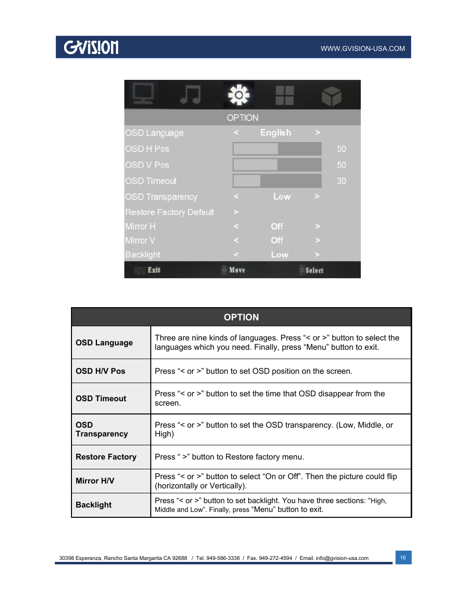 GVision USA IP PVM 23.6" LED-Backlit Surveillance Monitor with 1080p Camera User Manual | Page 16 / 21