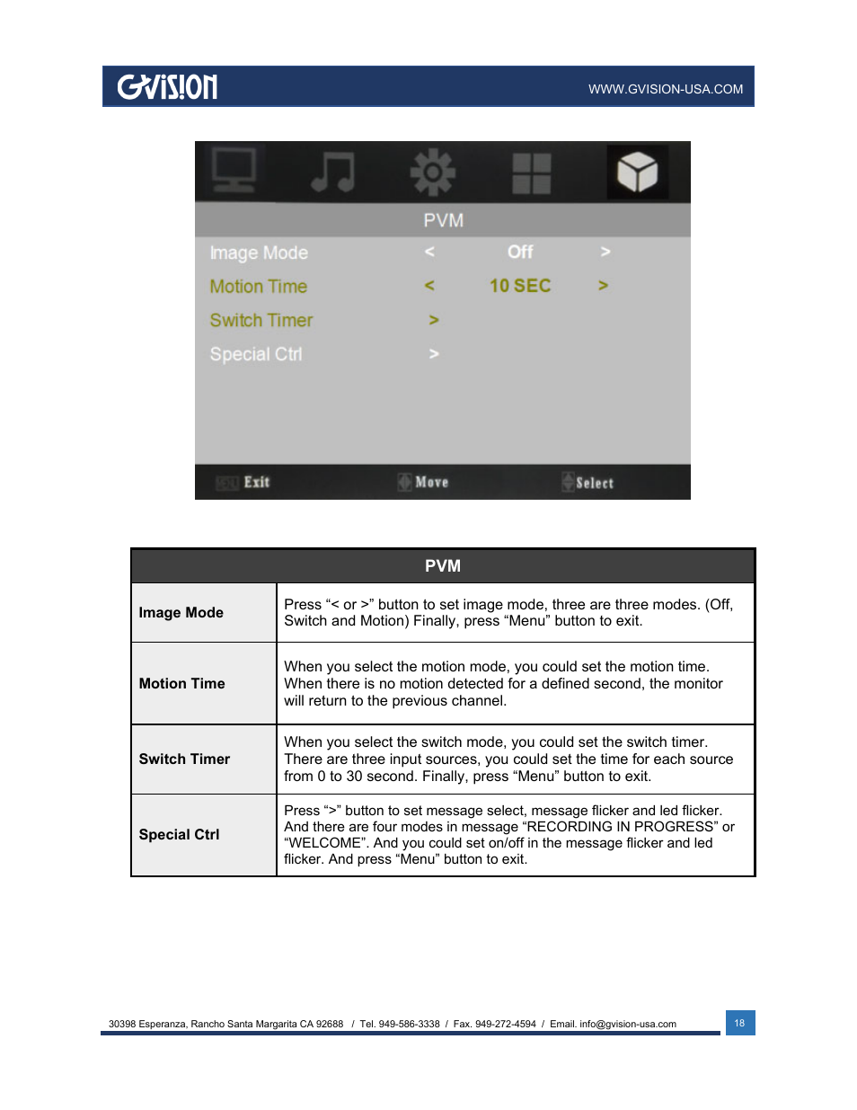 GVision USA IP PVM 23.6" LED-Backlit Surveillance Monitor with 1080p Camera User Manual | Page 18 / 21