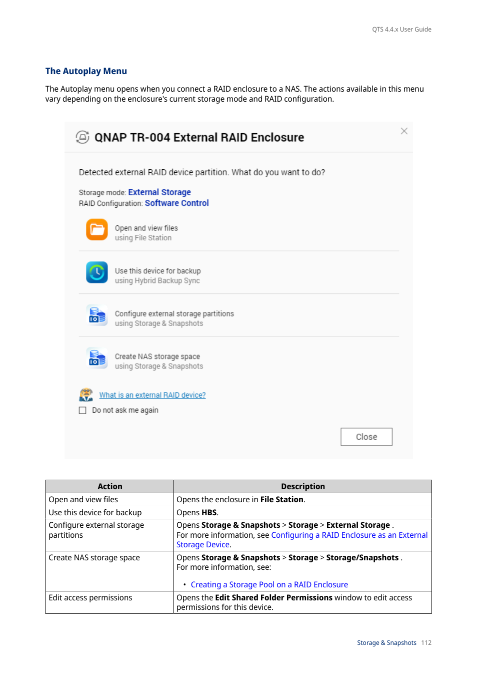 The autoplay menu | QNAP TVS-472XT 4-Bay NAS Enclosure User Manual | Page 113 / 468