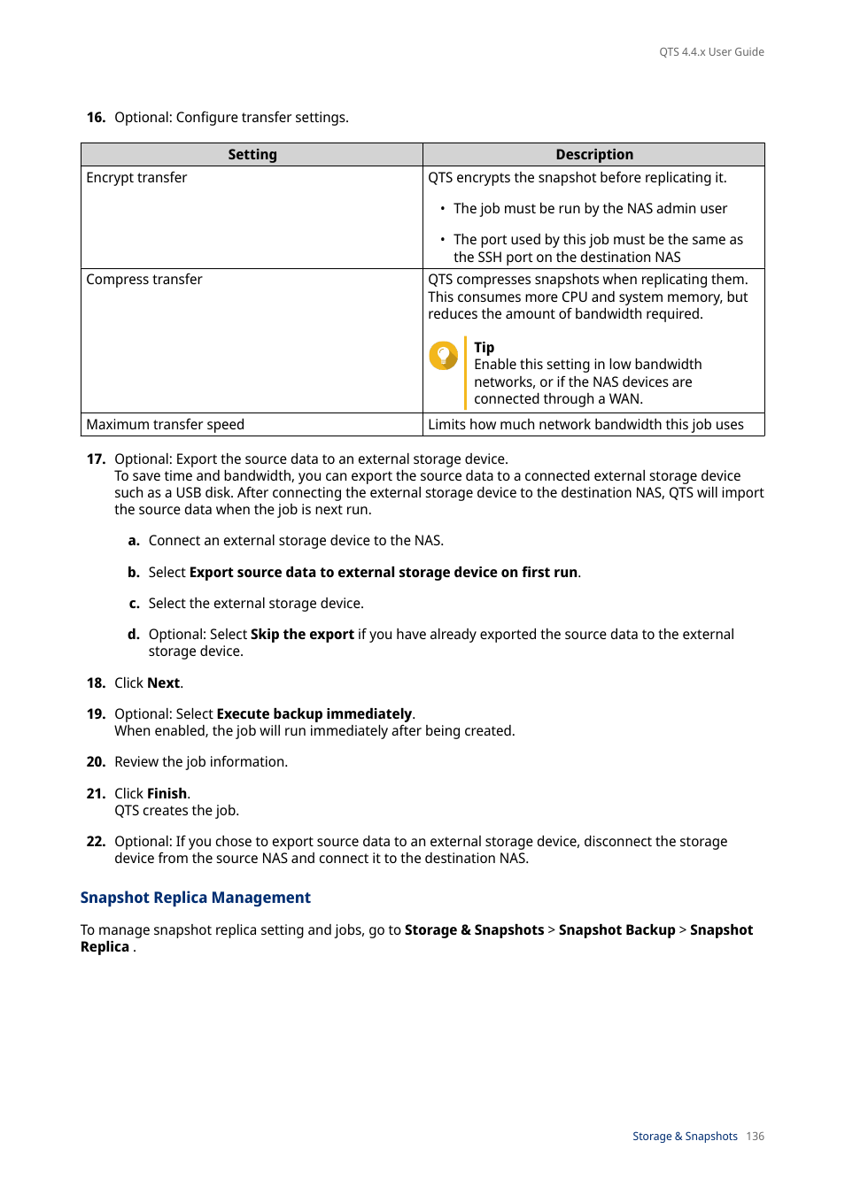 Snapshot replica management | QNAP TVS-472XT 4-Bay NAS Enclosure User Manual | Page 137 / 468