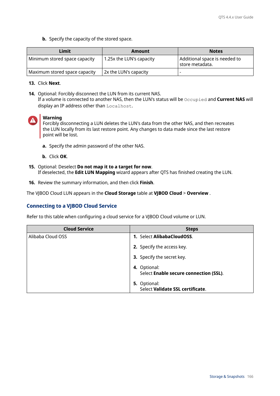 Connecting to a vjbod cloud service | QNAP TVS-472XT 4-Bay NAS Enclosure User Manual | Page 167 / 468