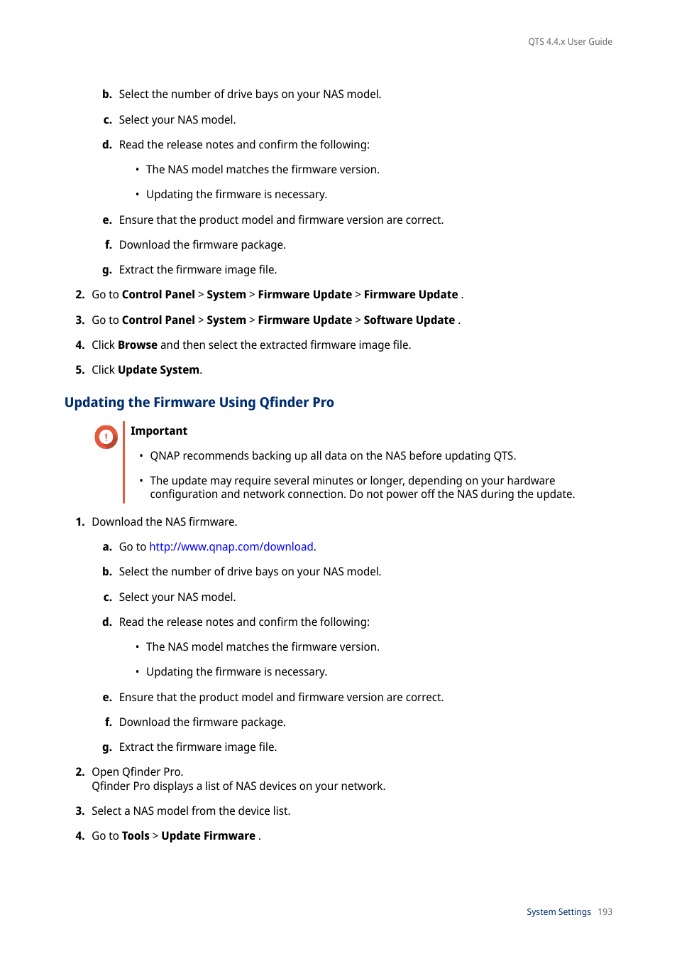 Updating the firmware using qfinder pro | QNAP TVS-472XT 4-Bay NAS Enclosure User Manual | Page 194 / 468