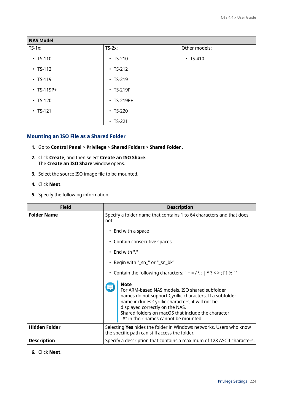 Mounting an iso file as a shared folder | QNAP TVS-472XT 4-Bay NAS Enclosure User Manual | Page 225 / 468