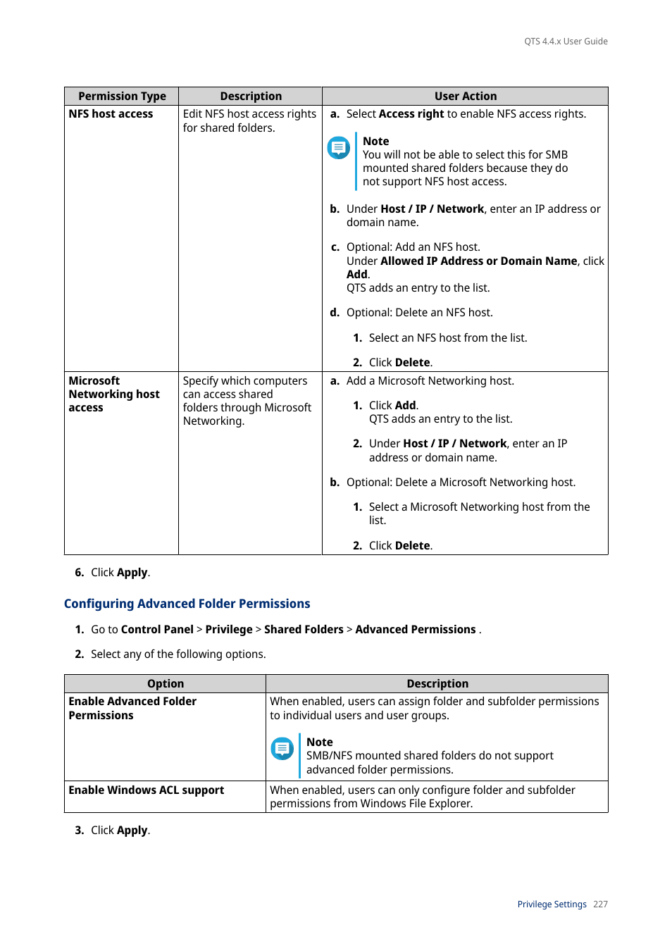 Configuring advanced folder permissions | QNAP TVS-472XT 4-Bay NAS Enclosure User Manual | Page 228 / 468