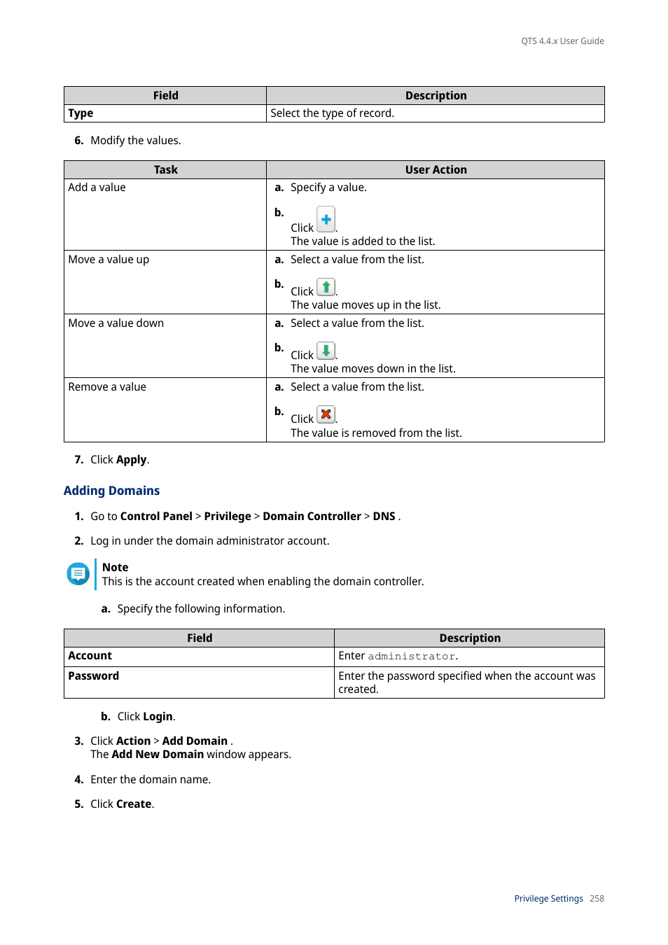 Adding domains | QNAP TVS-472XT 4-Bay NAS Enclosure User Manual | Page 259 / 468