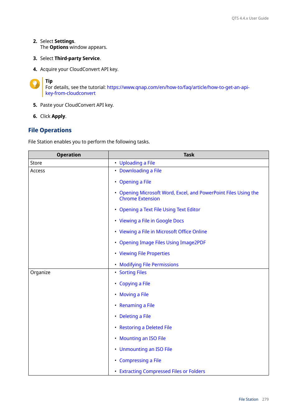 File operations | QNAP TVS-472XT 4-Bay NAS Enclosure User Manual | Page 280 / 468