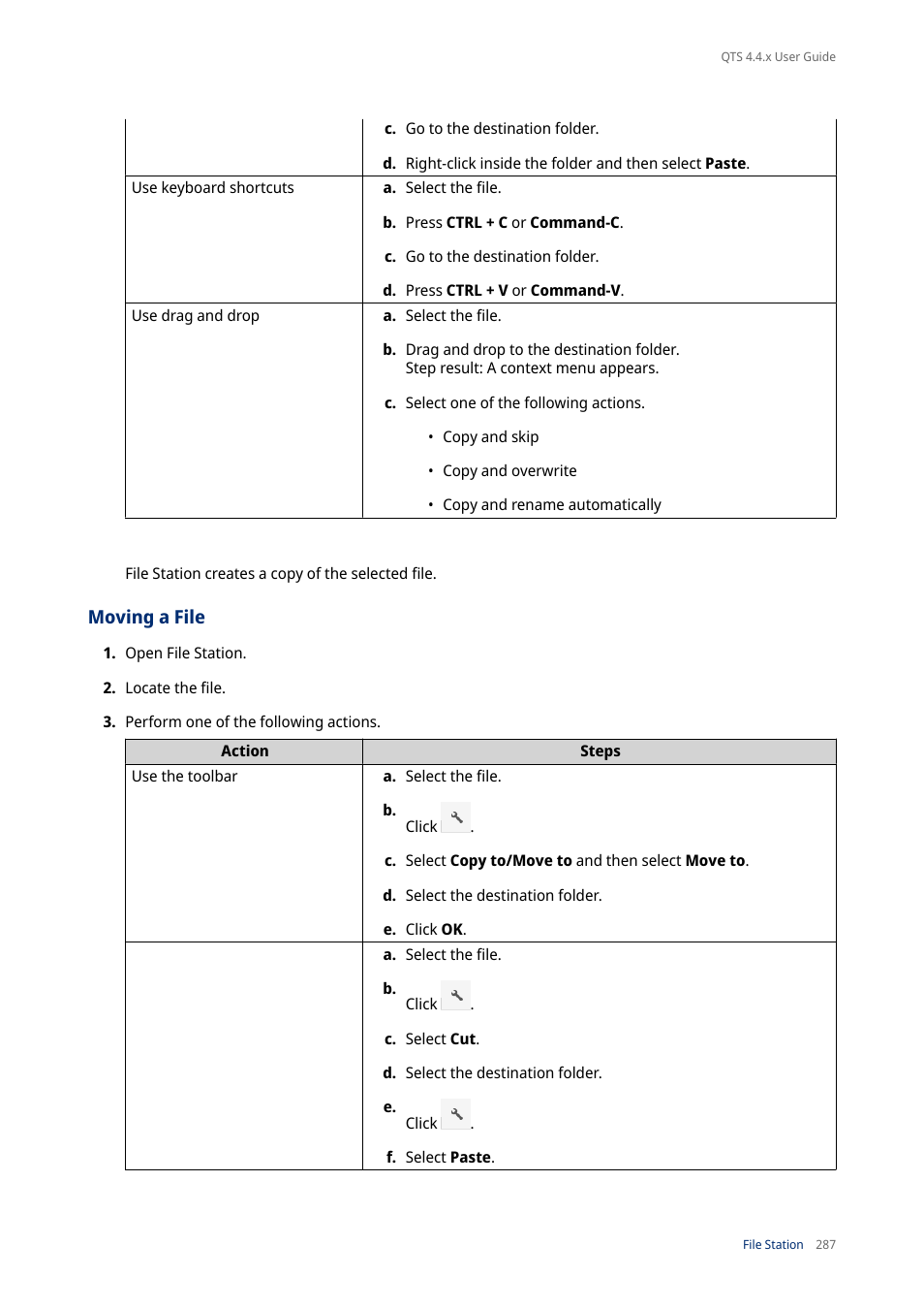 Moving a file | QNAP TVS-472XT 4-Bay NAS Enclosure User Manual | Page 288 / 468