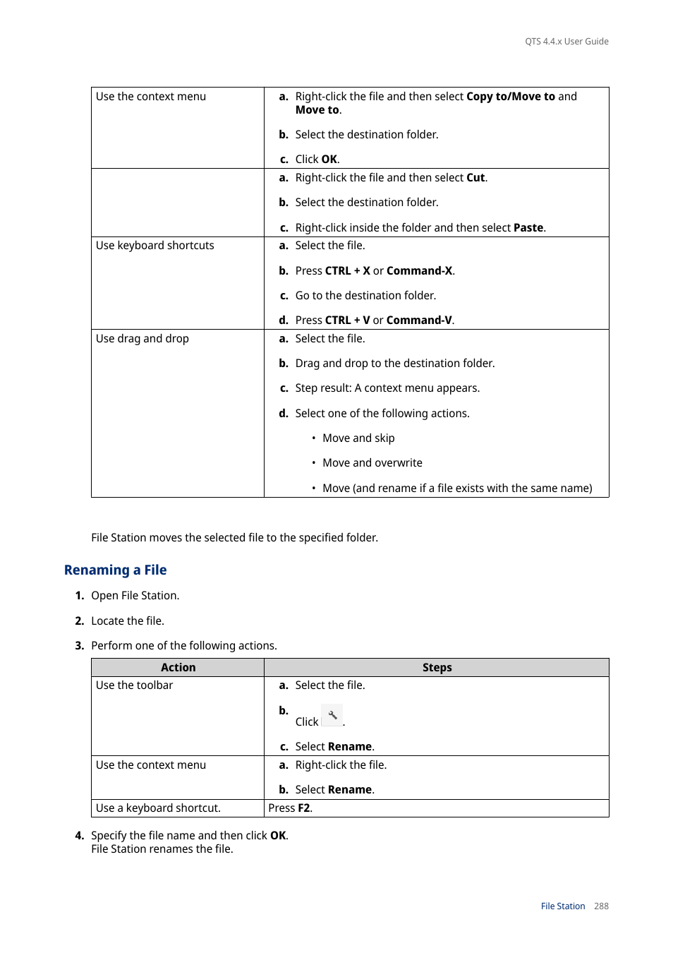 Renaming a file | QNAP TVS-472XT 4-Bay NAS Enclosure User Manual | Page 289 / 468
