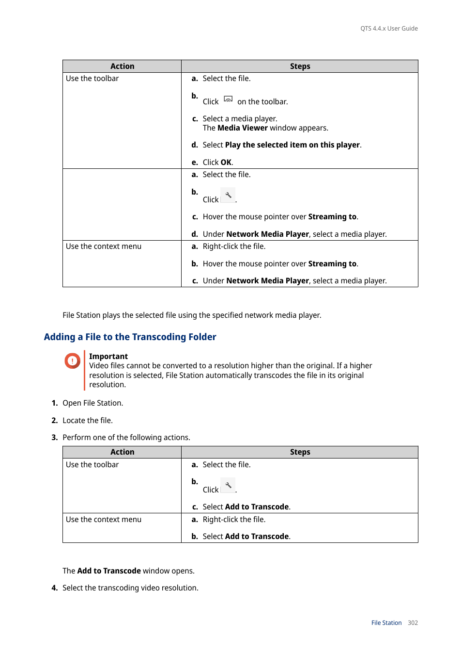 Adding a file to the transcoding folder | QNAP TVS-472XT 4-Bay NAS Enclosure User Manual | Page 303 / 468