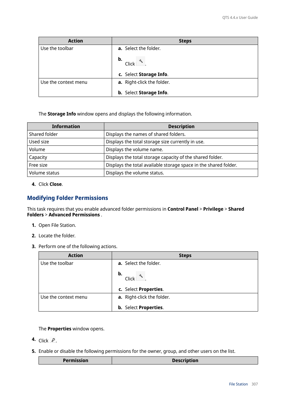 Modifying folder permissions | QNAP TVS-472XT 4-Bay NAS Enclosure User Manual | Page 308 / 468