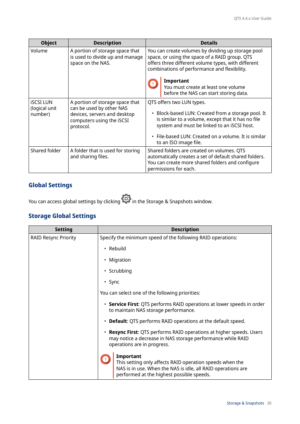 Global settings, Storage global settings | QNAP TVS-472XT 4-Bay NAS Enclosure User Manual | Page 31 / 468