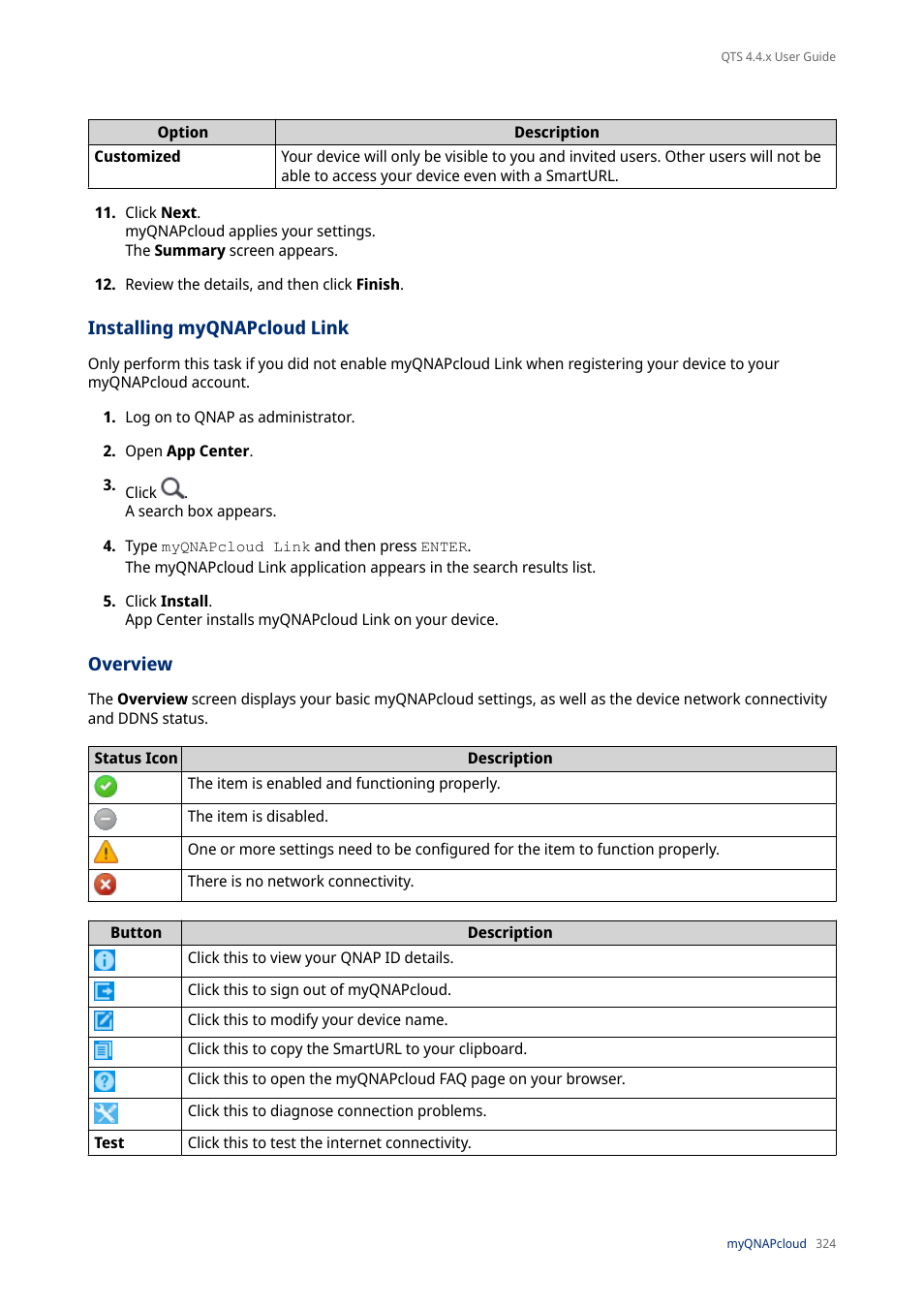 Installing myqnapcloud link, Overview | QNAP TVS-472XT 4-Bay NAS Enclosure User Manual | Page 325 / 468