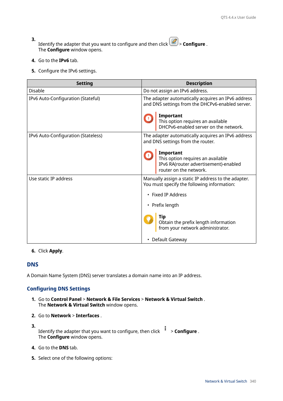 Configuring dns settings | QNAP TVS-472XT 4-Bay NAS Enclosure User Manual | Page 341 / 468