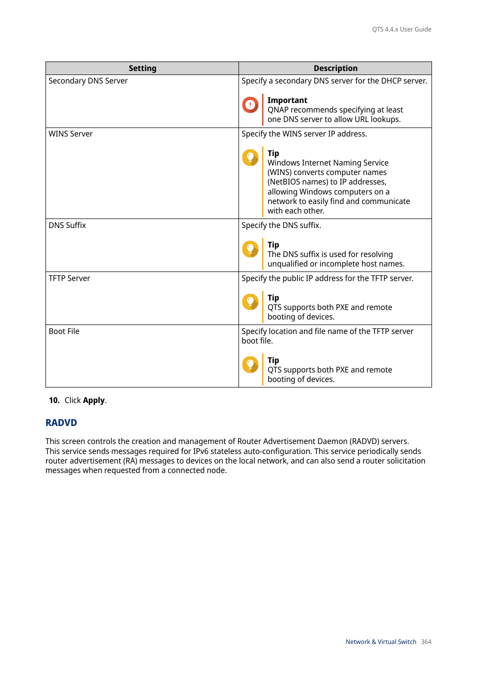 Radvd | QNAP TVS-472XT 4-Bay NAS Enclosure User Manual | Page 365 / 468