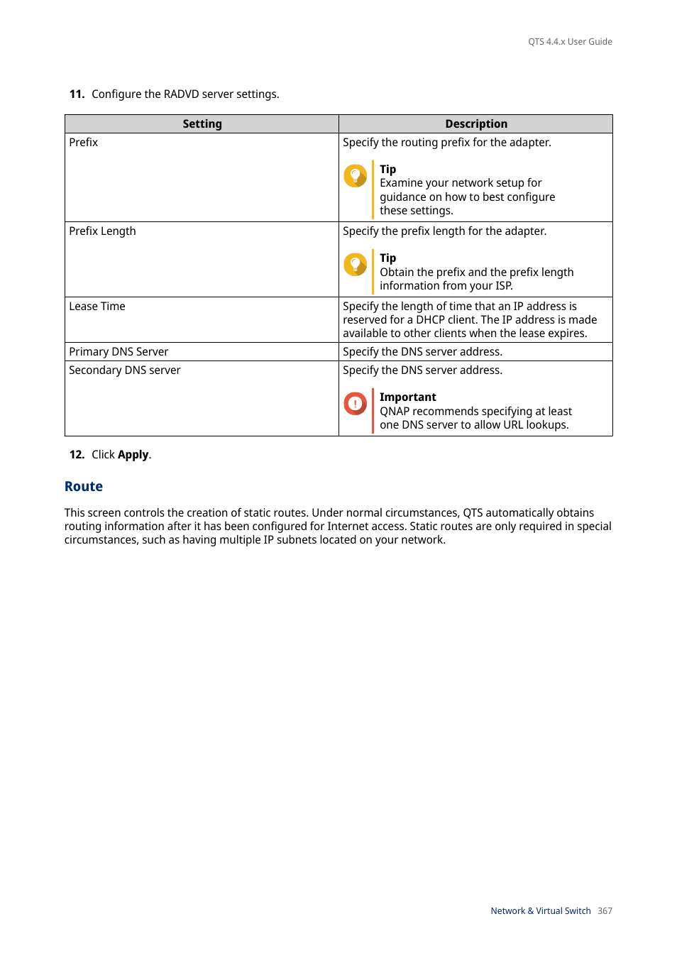 Route | QNAP TVS-472XT 4-Bay NAS Enclosure User Manual | Page 368 / 468