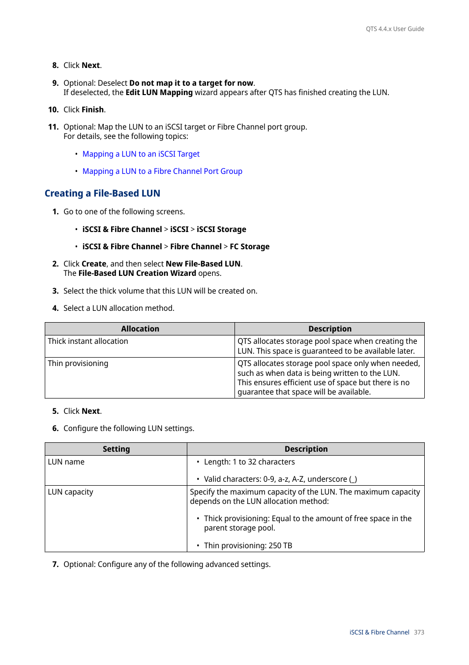 Creating a file-based lun | QNAP TVS-472XT 4-Bay NAS Enclosure User Manual | Page 374 / 468