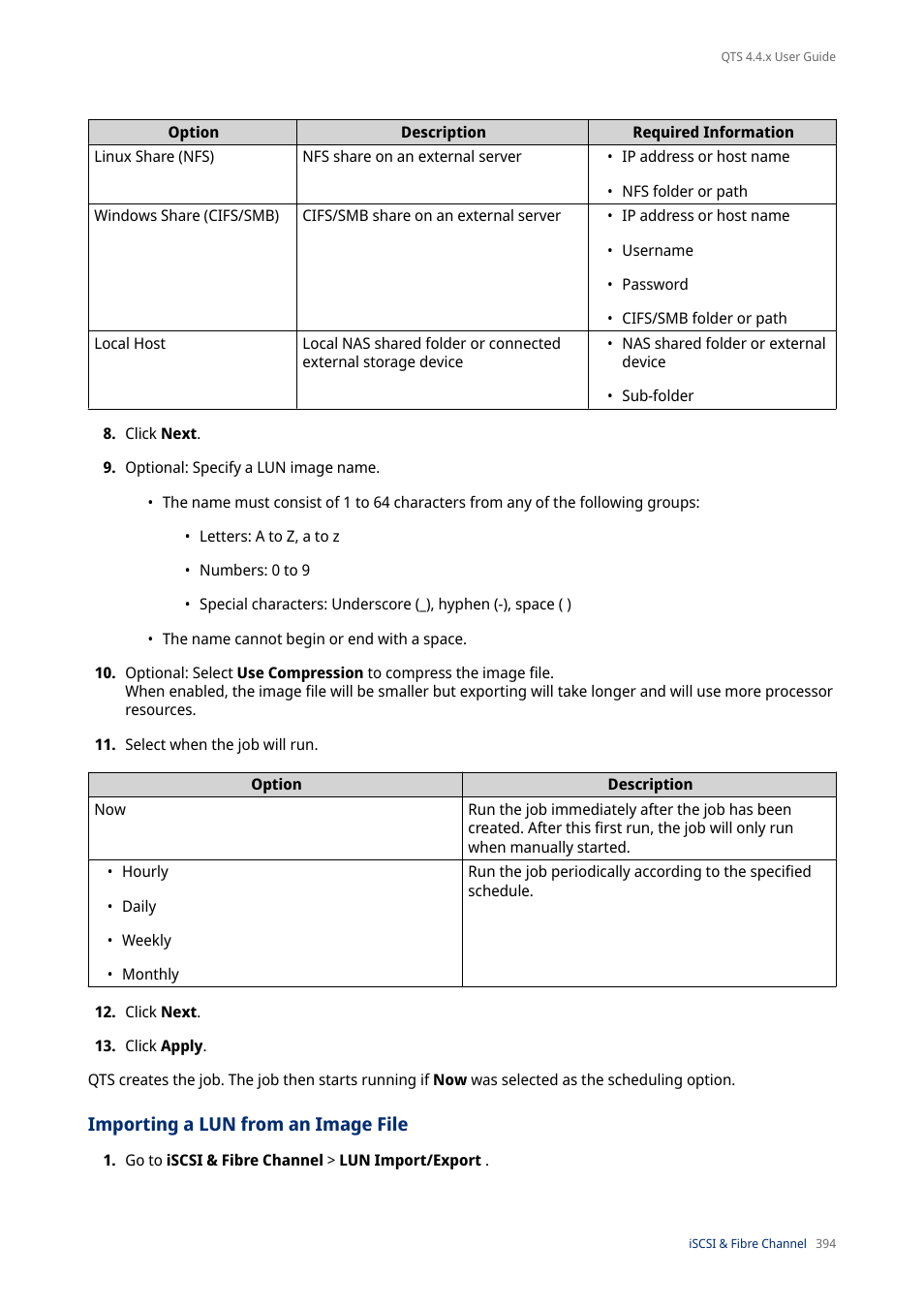 Importing a lun from an image file | QNAP TVS-472XT 4-Bay NAS Enclosure User Manual | Page 395 / 468