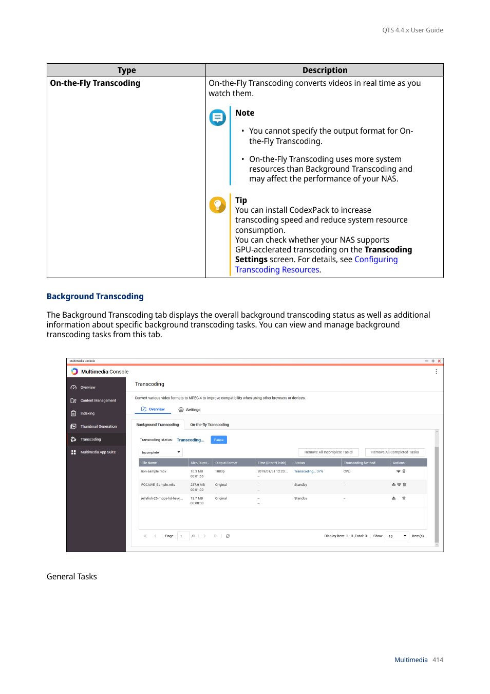 Background transcoding | QNAP TVS-472XT 4-Bay NAS Enclosure User Manual | Page 415 / 468