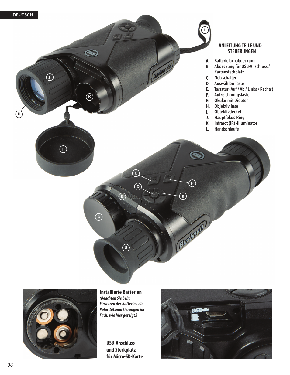Bushnell 4.5x40 Equinox Z2 Digital Night Vision Monocular User Manual | Page 36 / 60