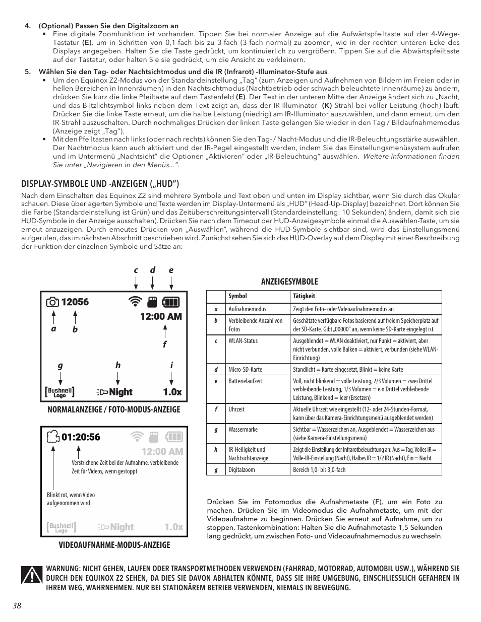 Bushnell 4.5x40 Equinox Z2 Digital Night Vision Monocular User Manual | Page 38 / 60