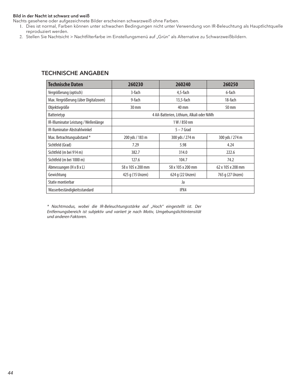 Bushnell 4.5x40 Equinox Z2 Digital Night Vision Monocular User Manual | Page 44 / 60