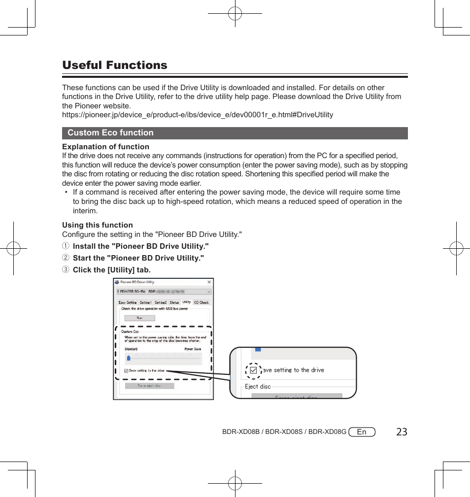 Useful functions | Pioneer BDR-XD08S Portable USB 3.2 Gen 1 Clamshell Optical Drive (Snow White Silver) User Manual | Page 23 / 68