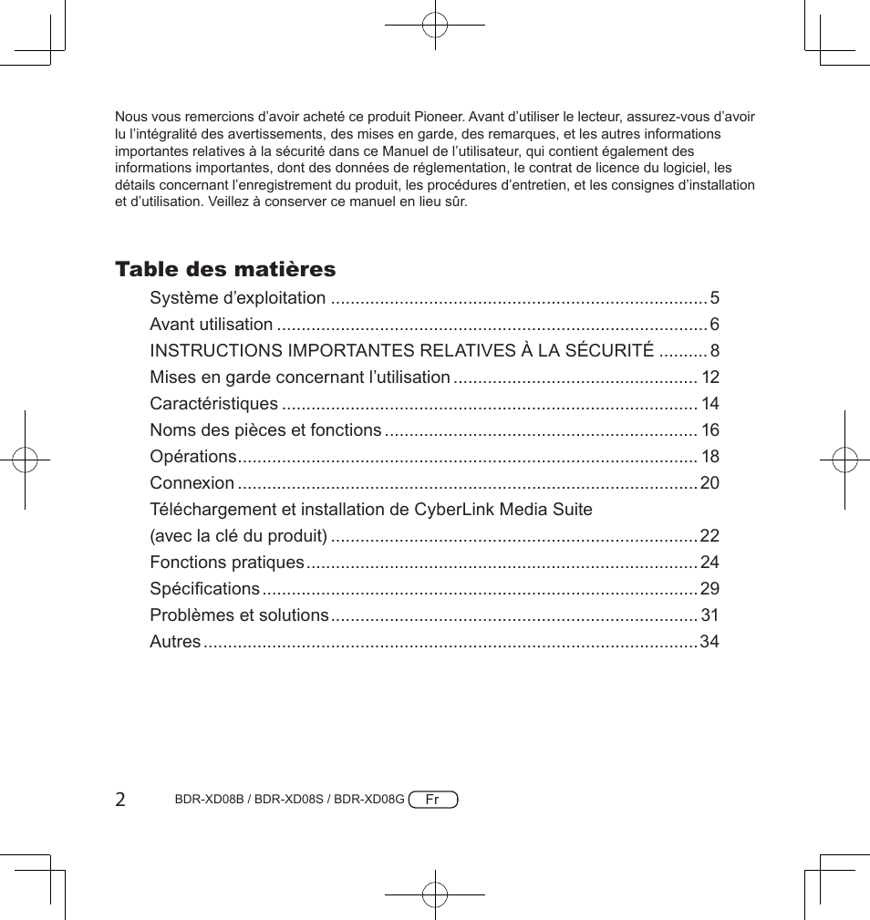 Pioneer BDR-XD08S Portable USB 3.2 Gen 1 Clamshell Optical Drive (Snow White Silver) User Manual | Page 34 / 68
