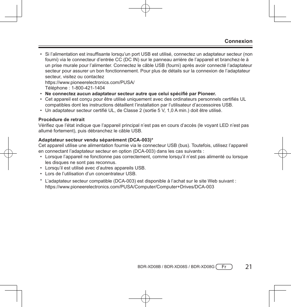 Pioneer BDR-XD08S Portable USB 3.2 Gen 1 Clamshell Optical Drive (Snow White Silver) User Manual | Page 53 / 68