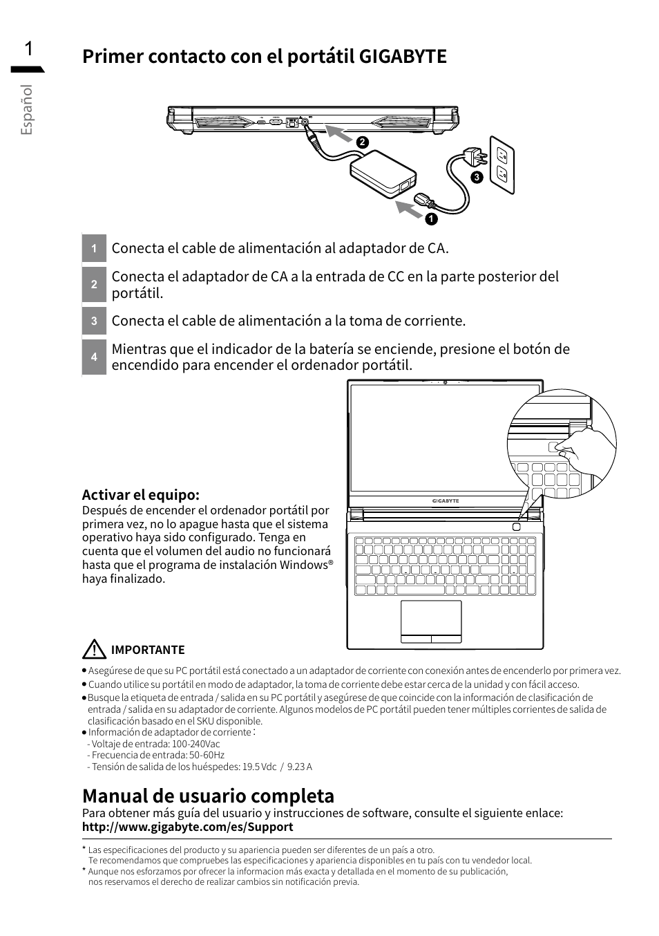 Español | GIGABYTE 15.6" G5 Notebook (Black) User Manual | Page 46 / 93