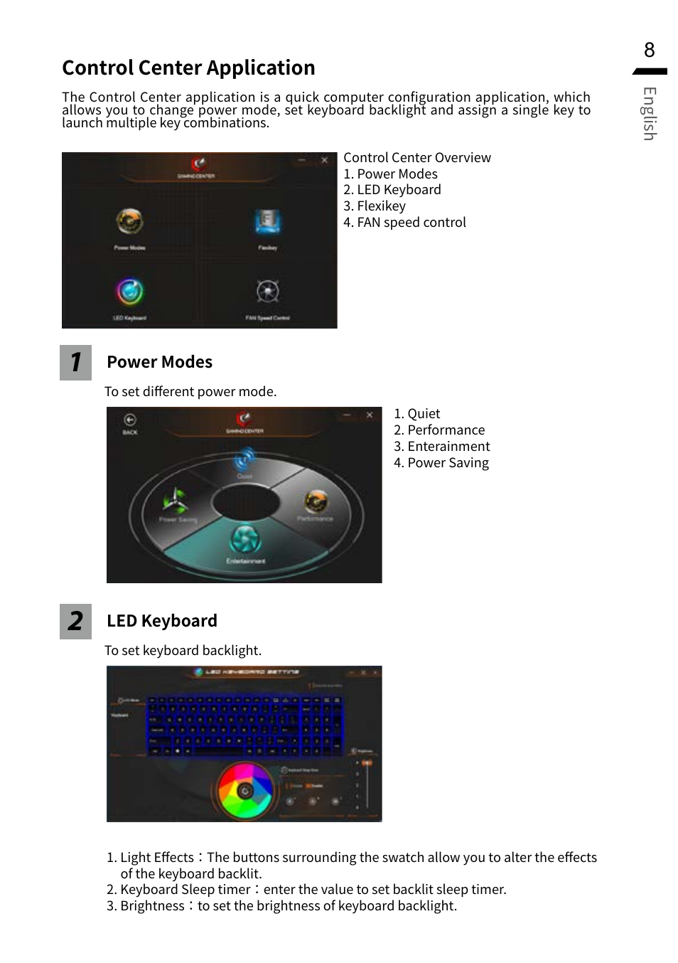 Control center application | GIGABYTE 15.6" G5 Notebook (Black) User Manual | Page 9 / 93