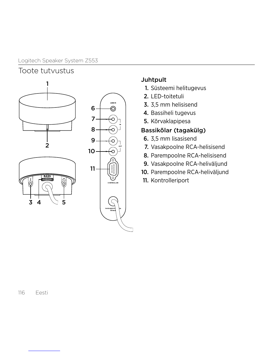 Toote tutvustus | Logitech Z533 2.1 Speaker System with Subwoofer and Control Pod User Manual | Page 116 / 200