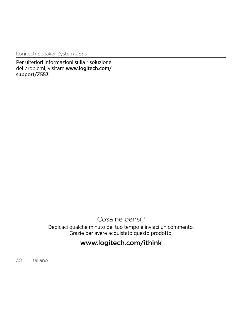 Cosa ne pensi | Logitech Z533 2.1 Speaker System with Subwoofer and Control Pod User Manual | Page 30 / 200