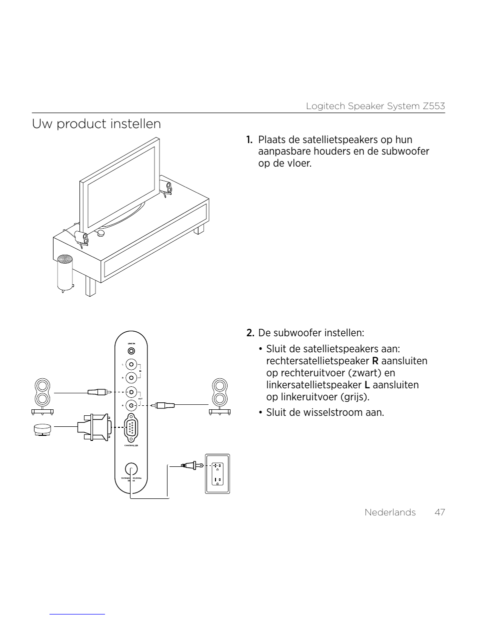 Uw product instellen | Logitech Z533 2.1 Speaker System with Subwoofer and Control Pod User Manual | Page 47 / 200