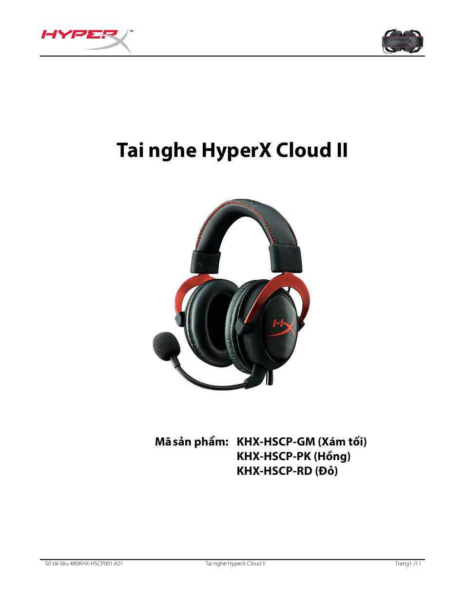 Vietnamese, Tai nghe hyperx cloud ii | HyperX Cloud II Wired Gaming Headset (Black & Gunmetal) User Manual | Page 134 / 166