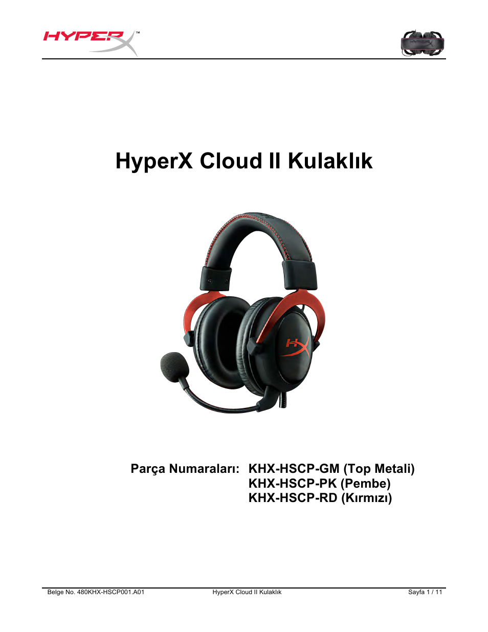 Turkce talimatlar icin, Hyperx cloud ii kulaklık | HyperX Cloud II Wired Gaming Headset (Black & Gunmetal) User Manual | Page 90 / 166