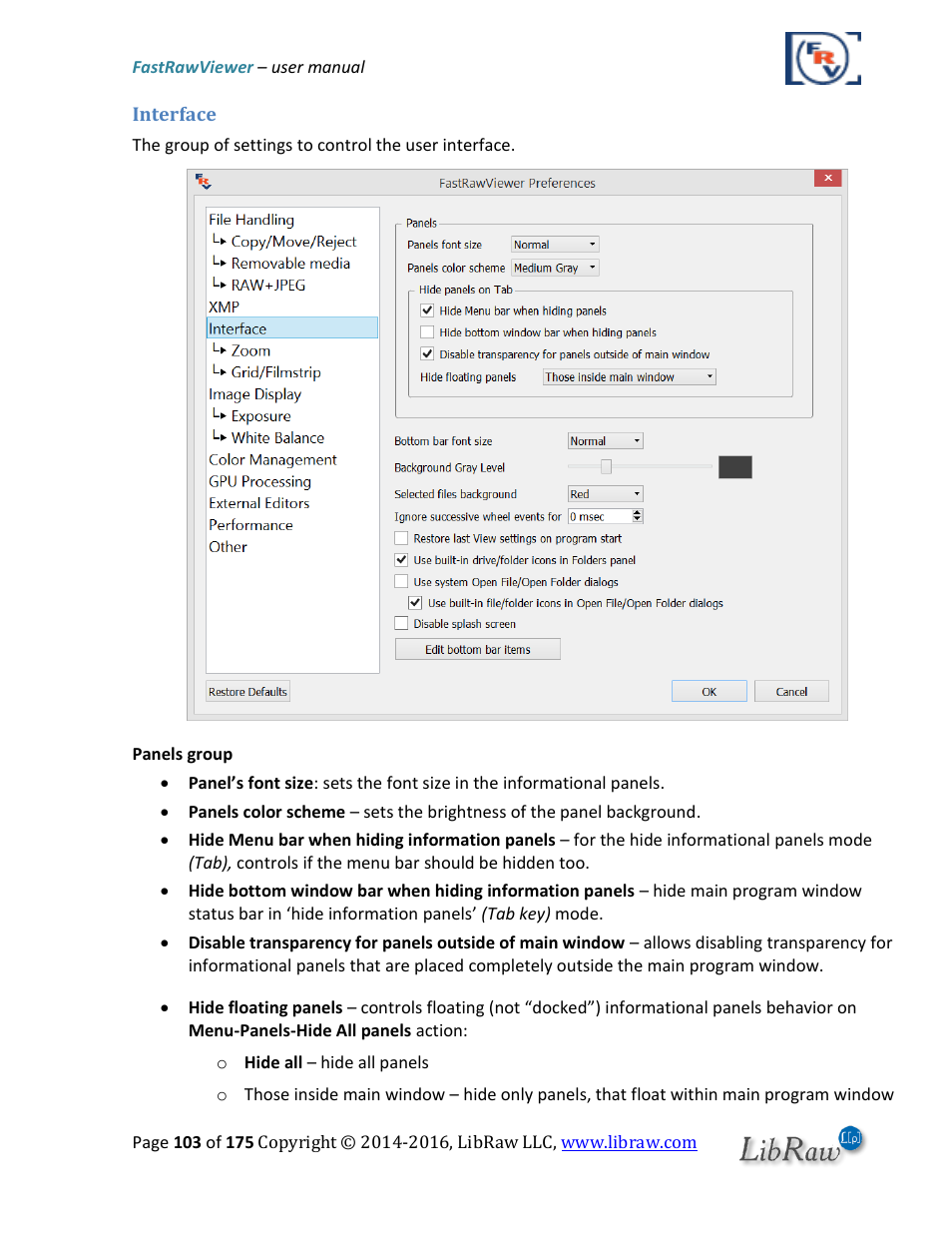 Interface | FastRawViewer Software 2.0 (Download) User Manual | Page 103 / 175