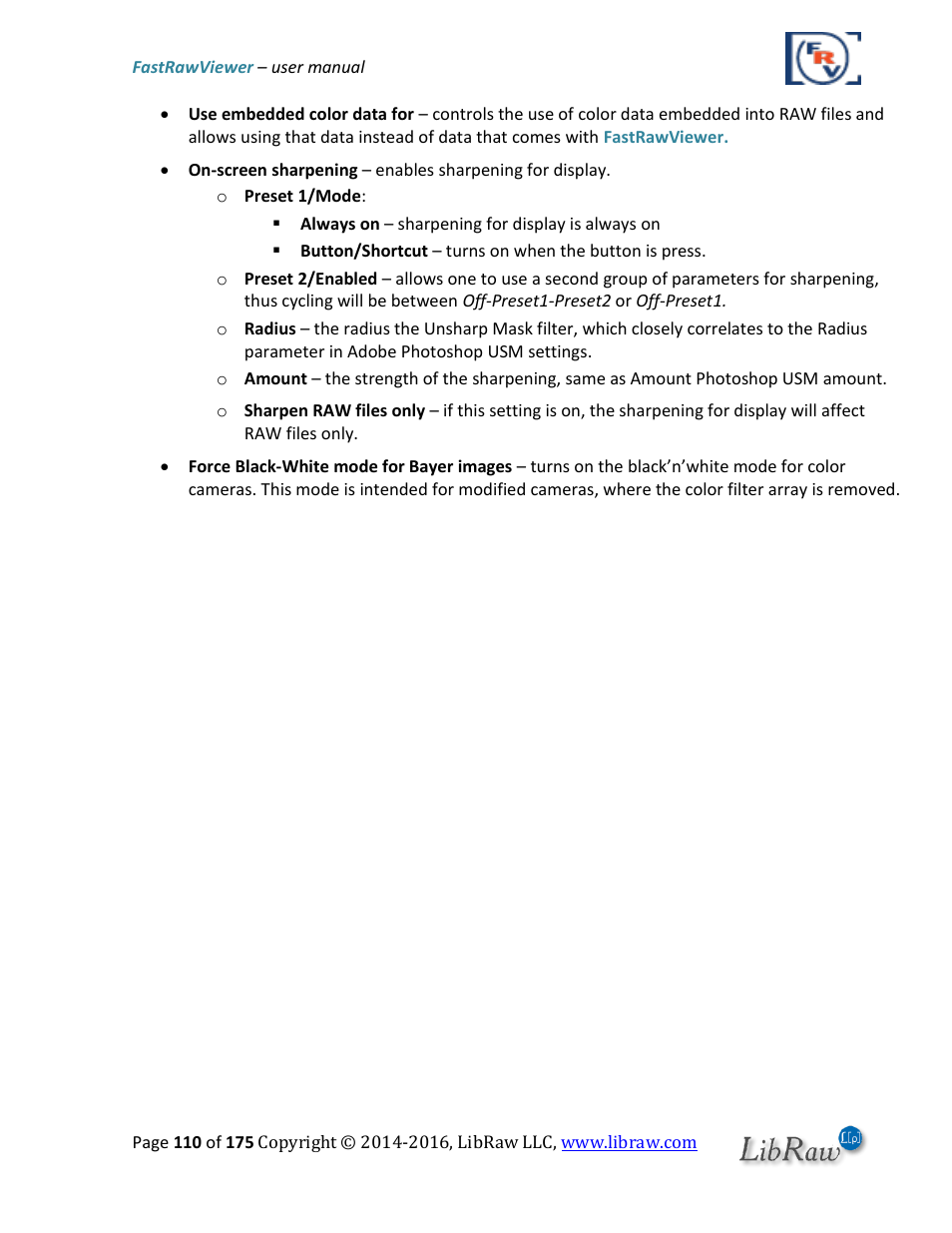 FastRawViewer Software 2.0 (Download) User Manual | Page 110 / 175