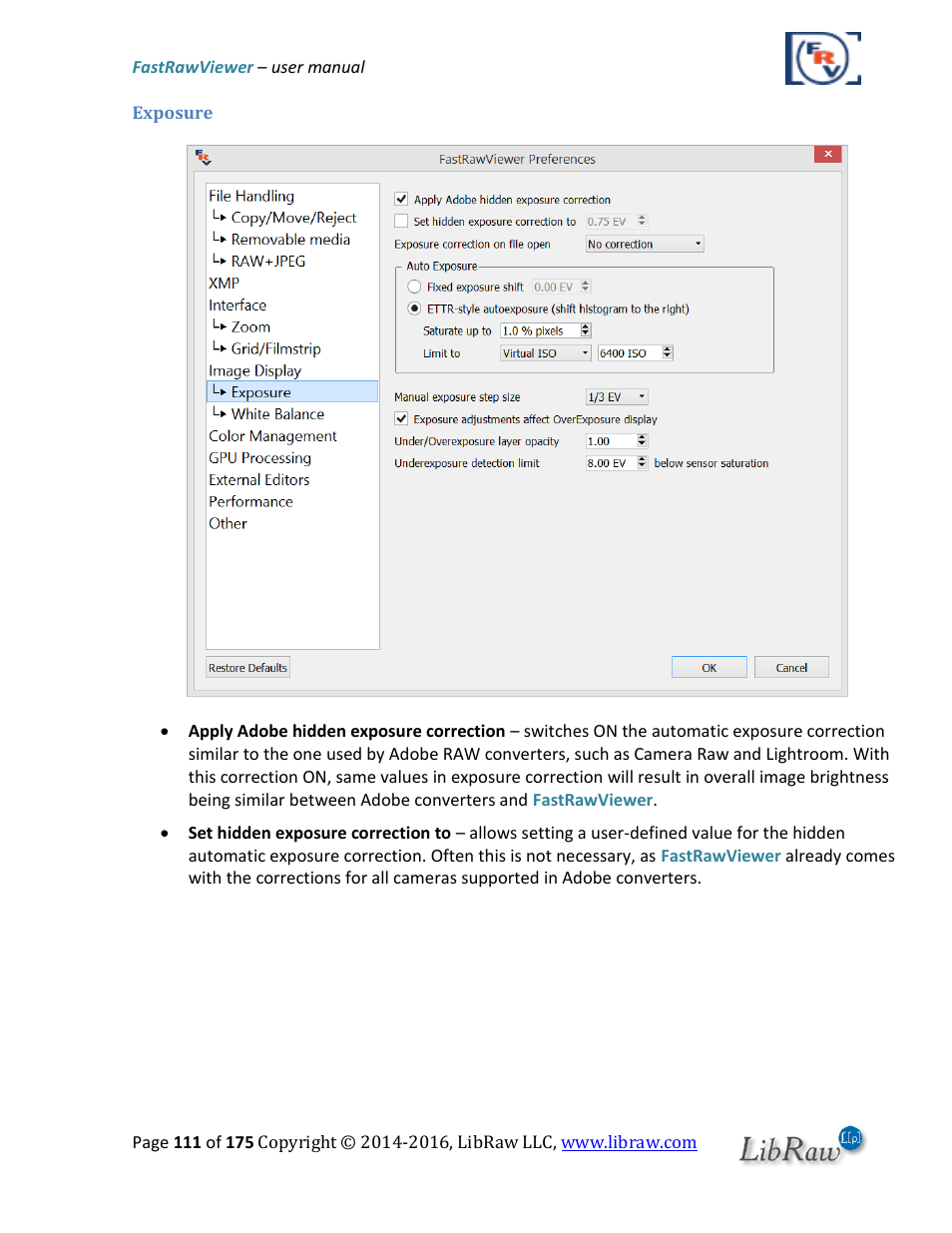 Exposure | FastRawViewer Software 2.0 (Download) User Manual | Page 111 / 175