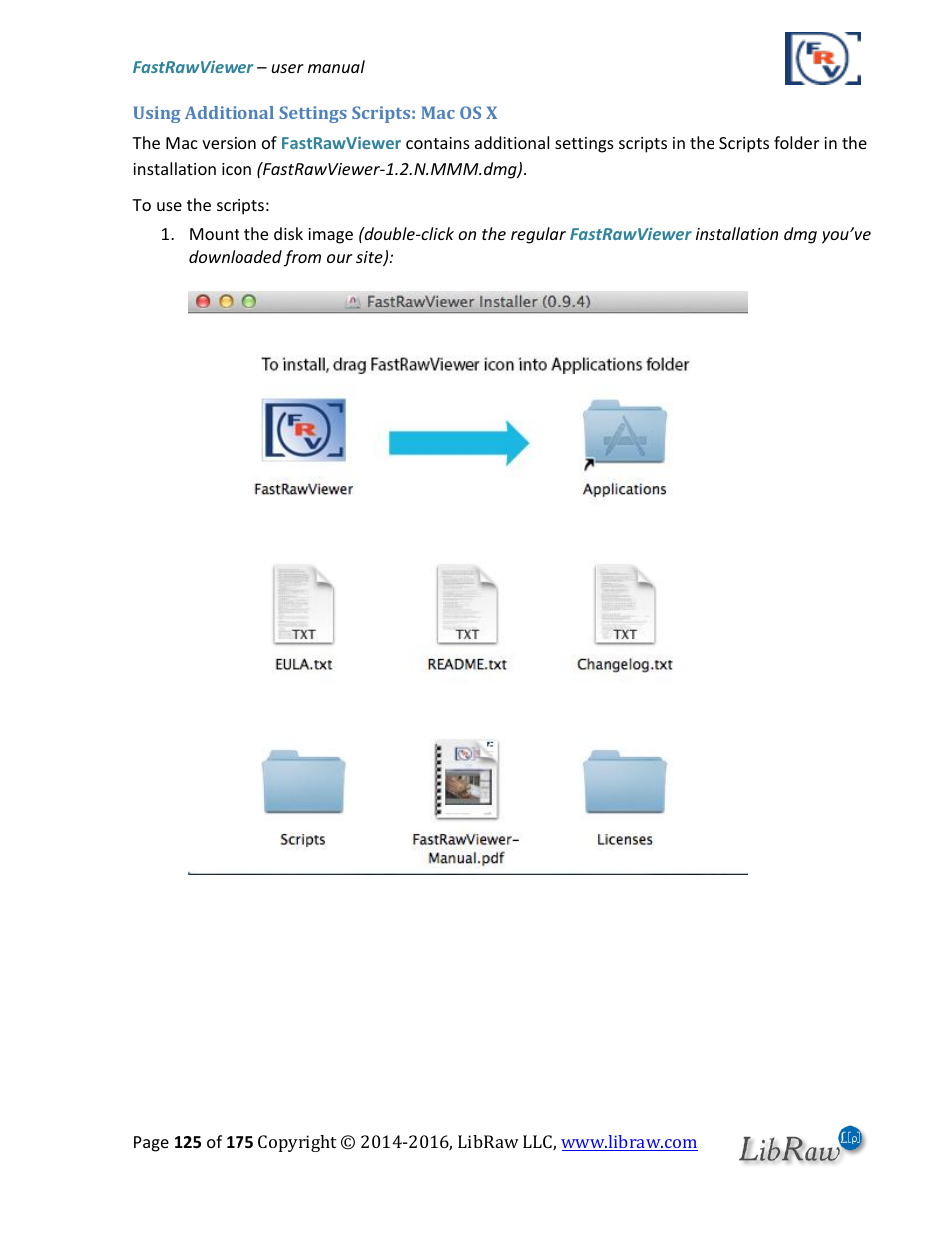 Using additional settings scripts: mac os x | FastRawViewer Software 2.0 (Download) User Manual | Page 125 / 175