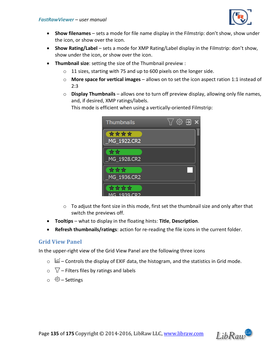 Grid view panel | FastRawViewer Software 2.0 (Download) User Manual | Page 135 / 175