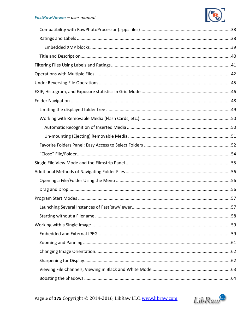 FastRawViewer Software 2.0 (Download) User Manual | Page 5 / 175