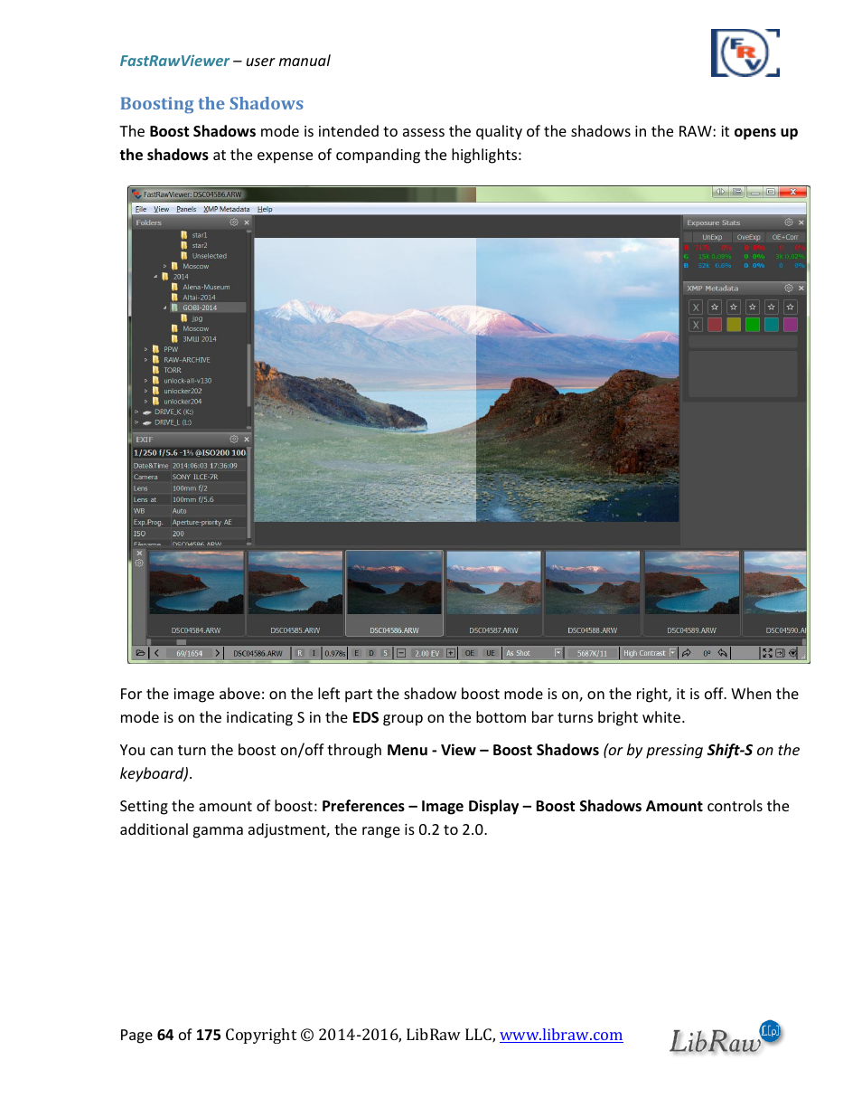 Boosting the shadows | FastRawViewer Software 2.0 (Download) User Manual | Page 64 / 175