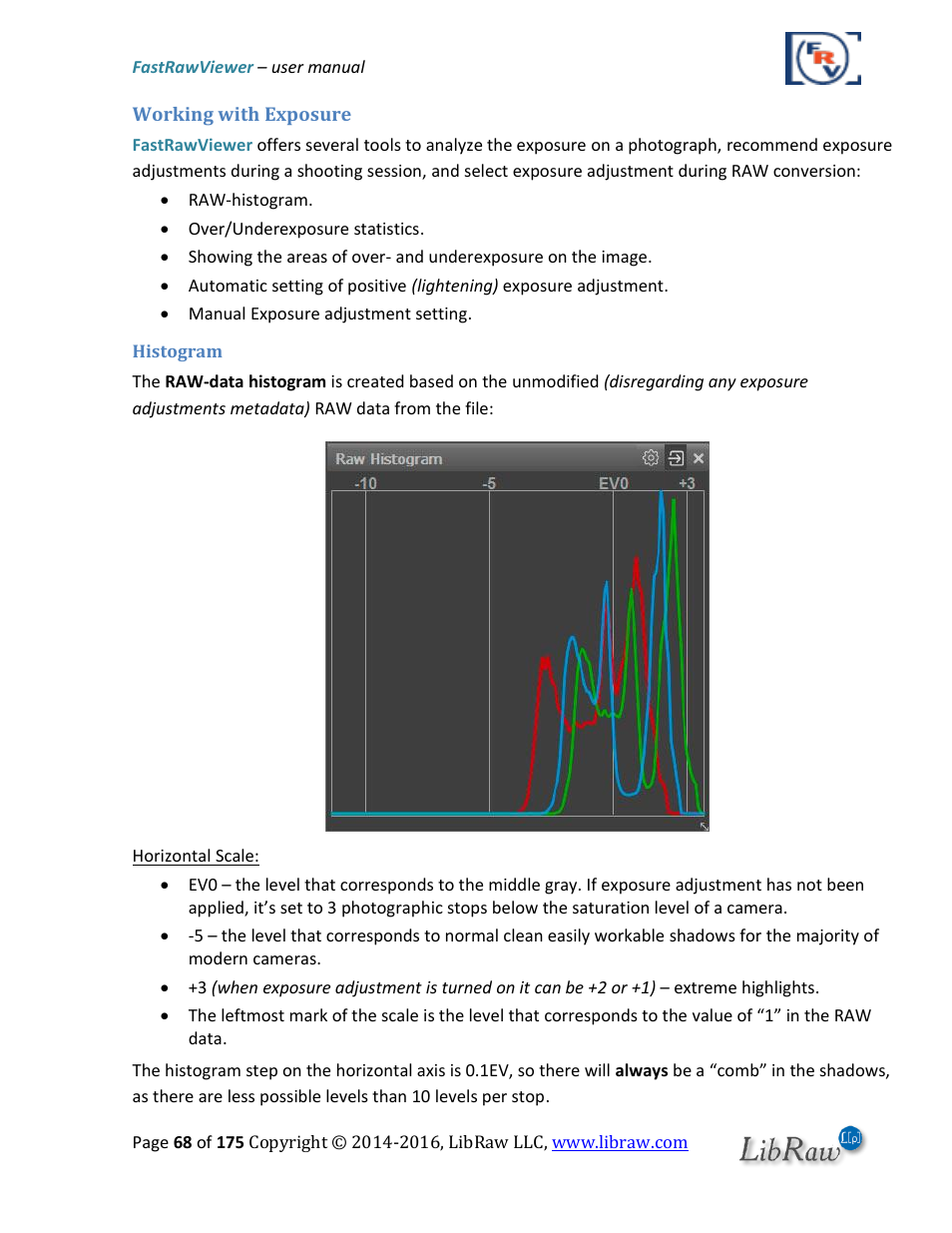 Working with exposure, Histogram | FastRawViewer Software 2.0 (Download) User Manual | Page 68 / 175