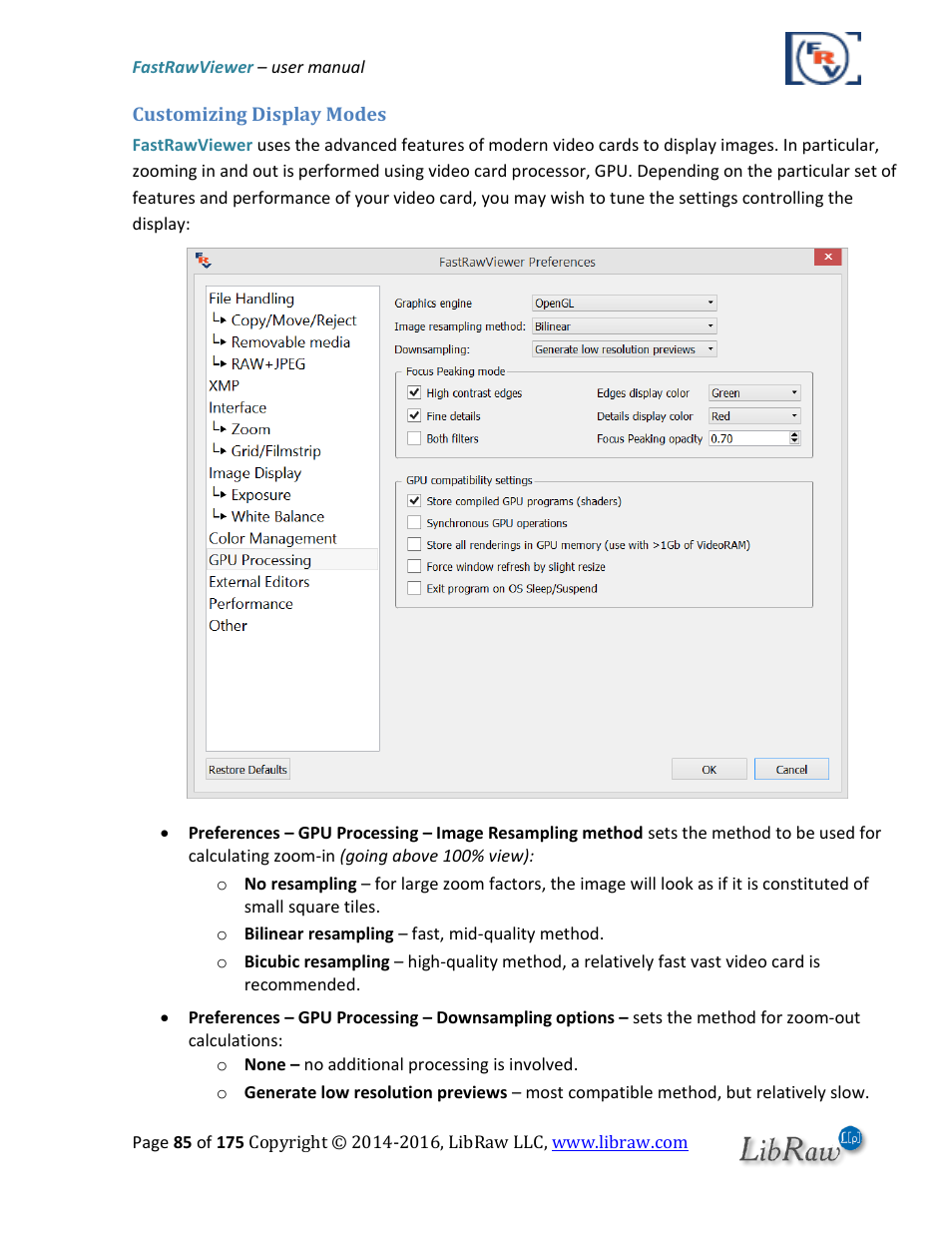 Customizing display modes | FastRawViewer Software 2.0 (Download) User Manual | Page 85 / 175
