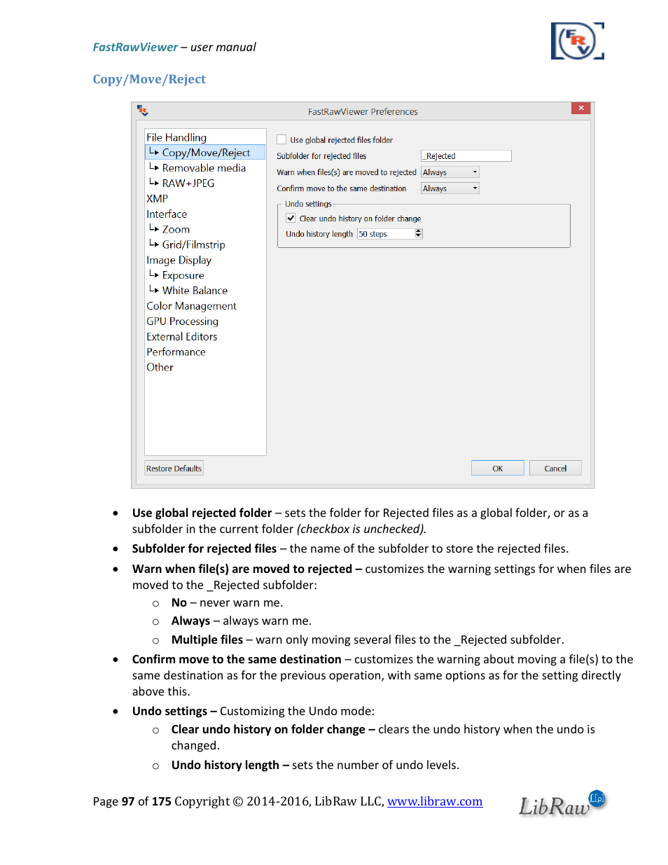 Copy/move/reject | FastRawViewer Software 2.0 (Download) User Manual | Page 97 / 175